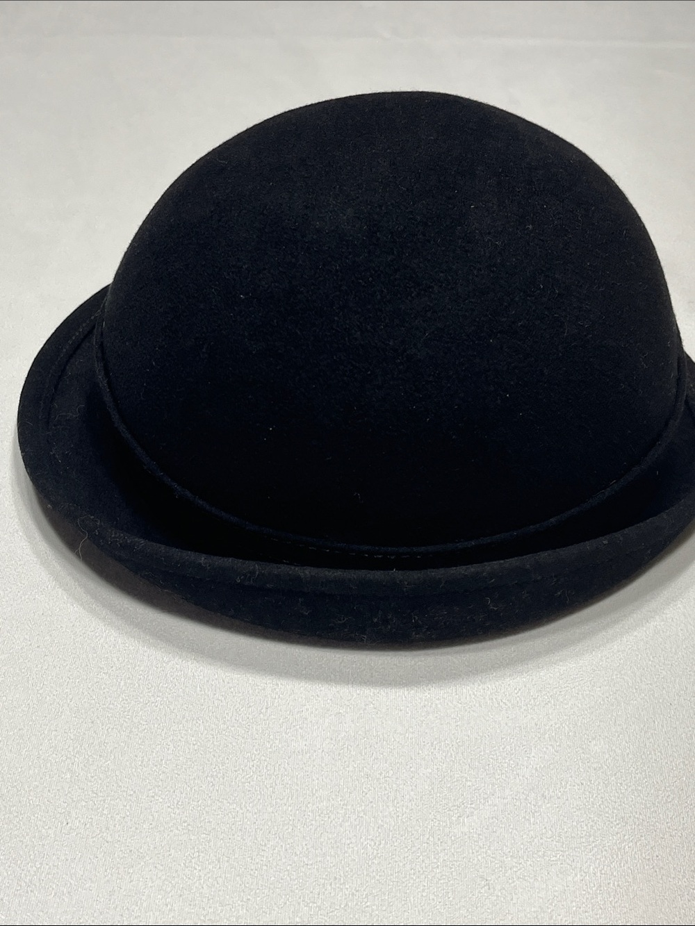 Vintage Adolfo II New York Paris Black Wool Felt Cloche Bowler Hat - Picture 6 of 8